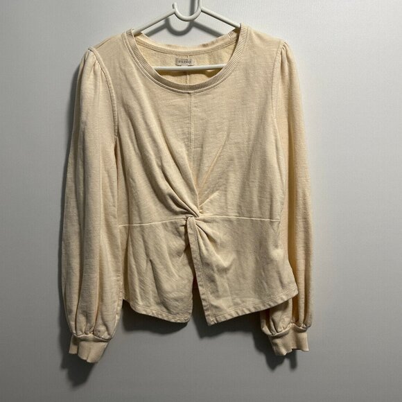 Anthroplogie Pilcro Creme Twist Front Sweater Sz M‎ - Picture 1 of 6